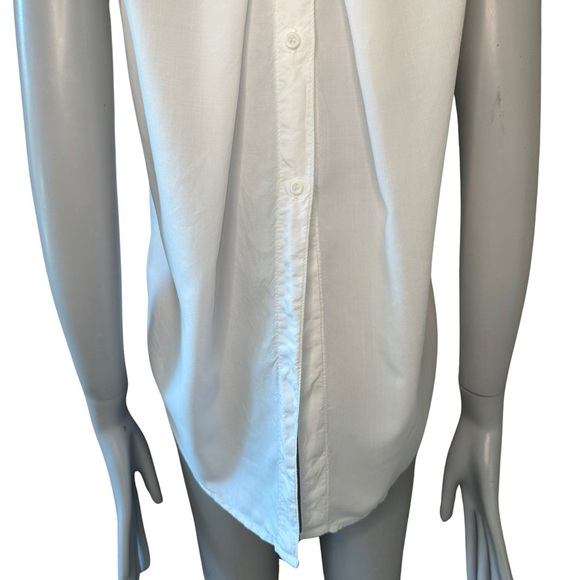 BELLA DAHL Button Front Split Back White Blouse Top Tencel Size XS - Picture 4 of 16